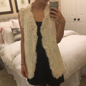 LOVE TOKEN 100% Rabbit Fur Vest Champagne
